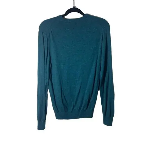 Jos. A. Bank M Teal V-Neck Merino Wool Sweater Washable - Picture 7 of 7